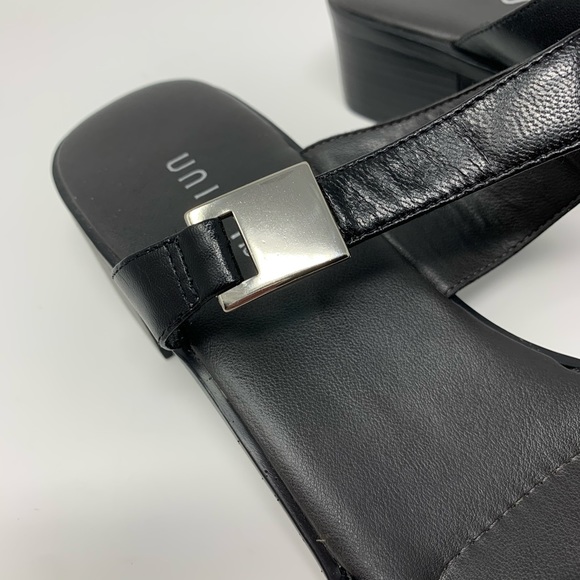 Unisa Black Chunky Heel Slip On Sandals - Picture 7 of 8